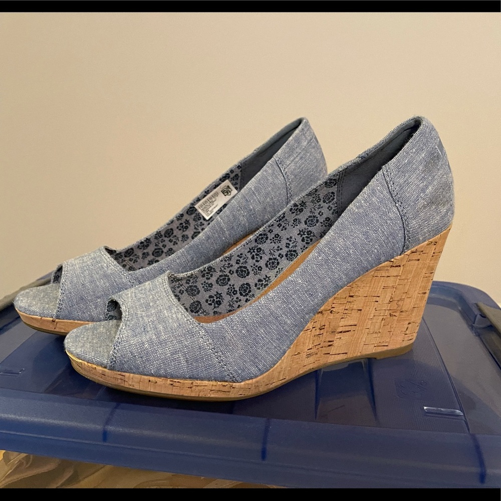 Ladies TOMS Denim Wedge